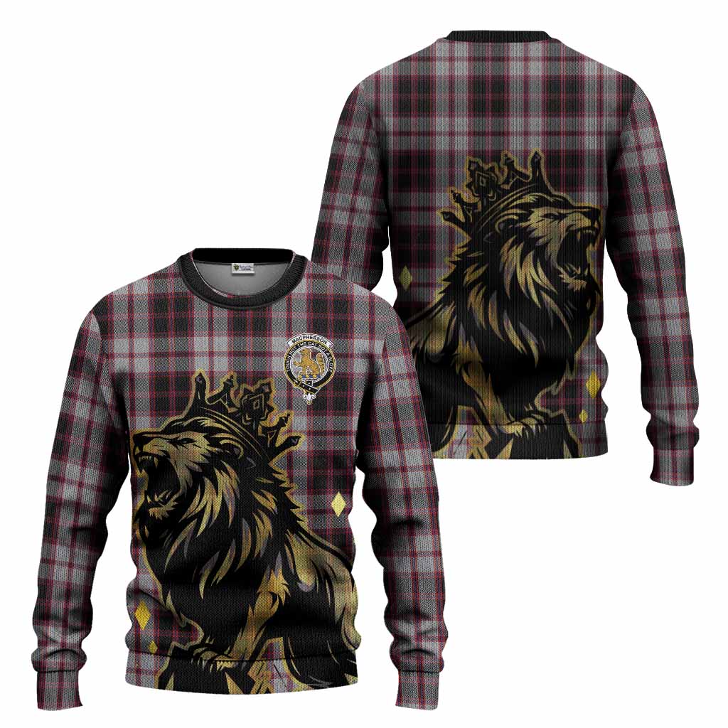 MacPherson (McPherson) Tartan Family Crest Knitted Sweater Crowned Lion Roaring