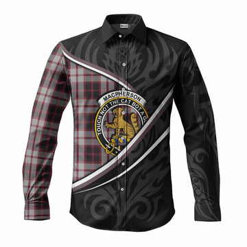 MacPherson (McPherson) Tartan Family Crest Long Sleeve Button Shirts Celtic Scottish Thistle Floral