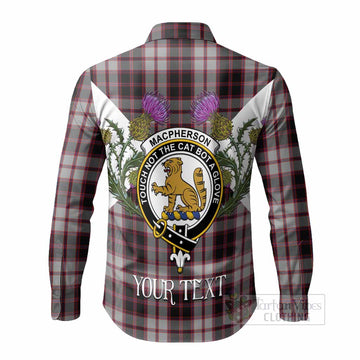 MacPherson (McPherson) Tartan Family Crest Long Sleeve Button Shirts Scottish Burns Night Thistle Floral
