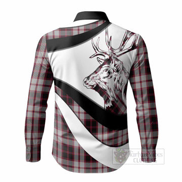 MacPherson (McPherson) Tartan Family Crest Long Sleeve Button Shirts Scottish Red Deer Curves Style