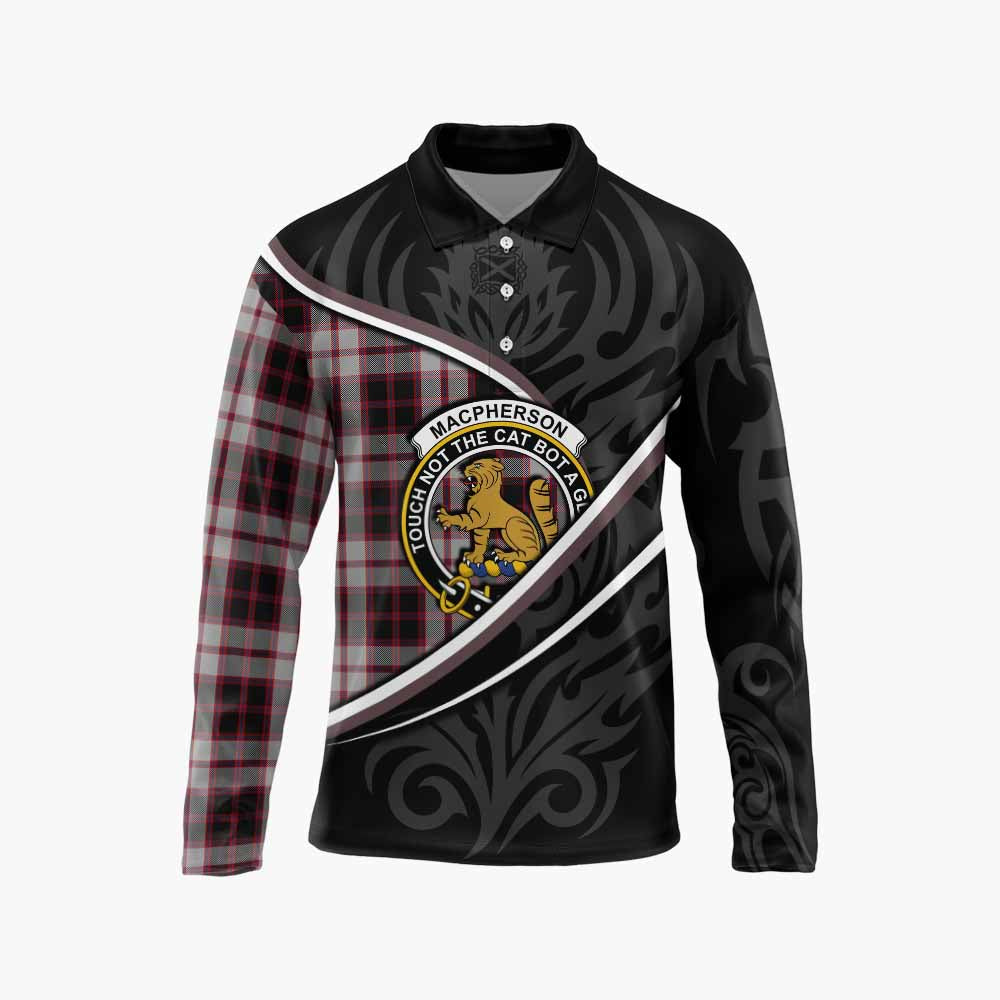 MacPherson (McPherson) Tartan Family Crest Long Sleeve Polo Shirt Celtic Scottish Thistle Floral - Tartan Vibes Clothing