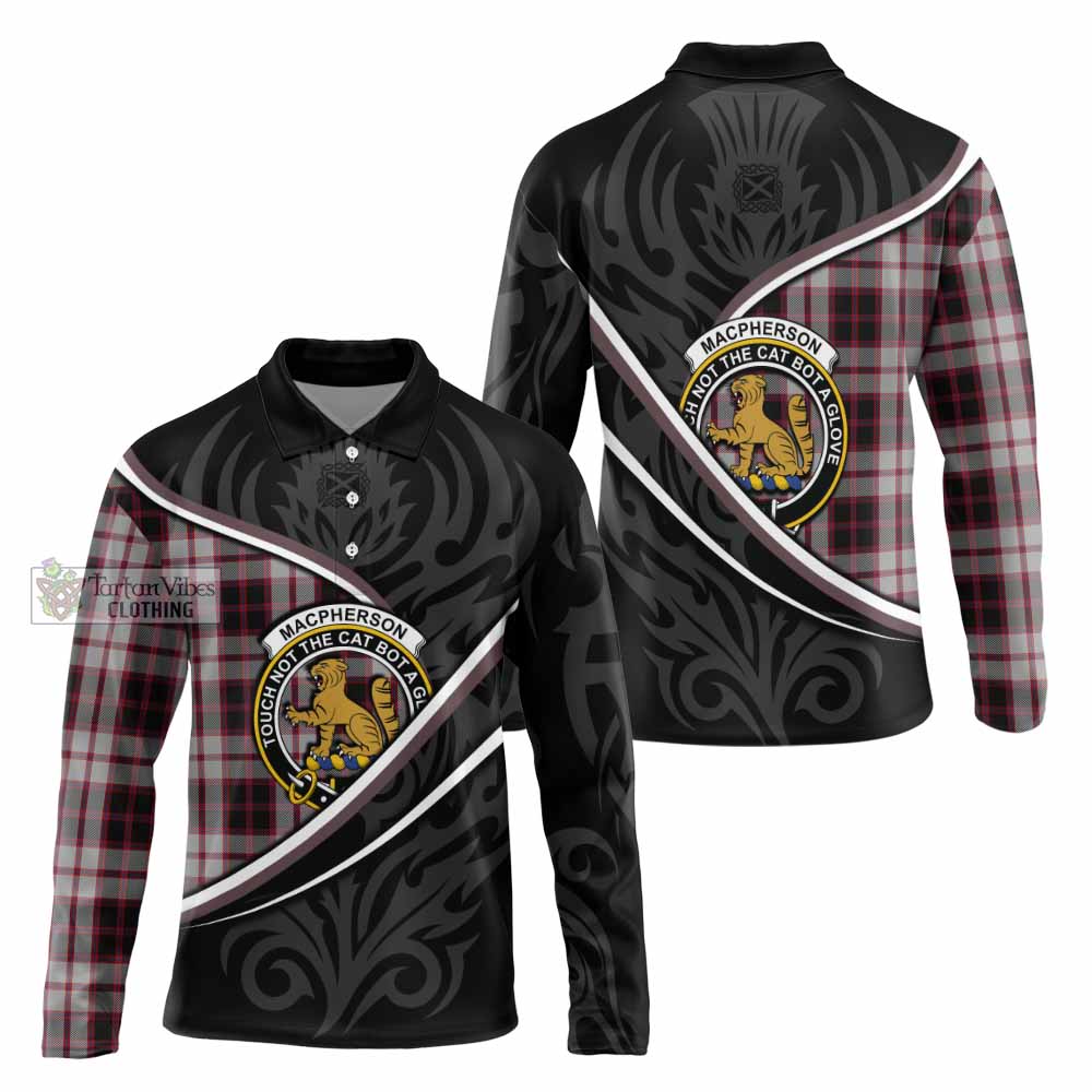 MacPherson (McPherson) Tartan Family Crest Long Sleeve Polo Shirt Celtic Scottish Thistle Floral - Tartan Vibes Clothing