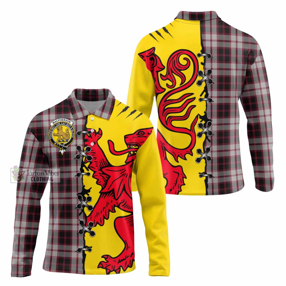 MacPherson (McPherson) Tartan Family Crest Long Sleeve Polo Shirt Lion Rampant Honor - Tartan Vibes Clothing