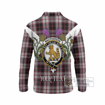 MacPherson (McPherson) Tartan Family Crest Long Sleeve Polo Shirt Scottish Burns Night Thistle Floral