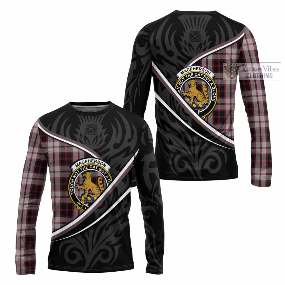 MacPherson (McPherson) Tartan Family Crest Long Sleeve T-Shirt Celtic Scottish Thistle Floral - Tartan Vibes Clothing