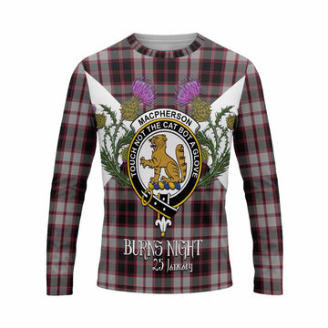 MacPherson (McPherson) Tartan Family Crest Long Sleeve T-Shirt Scottish Burns Night Thistle Floral