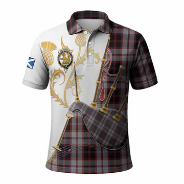 MacPherson (McPherson) Tartan Family Crest Polo Shirt Bagpipes with Scottish Thistle