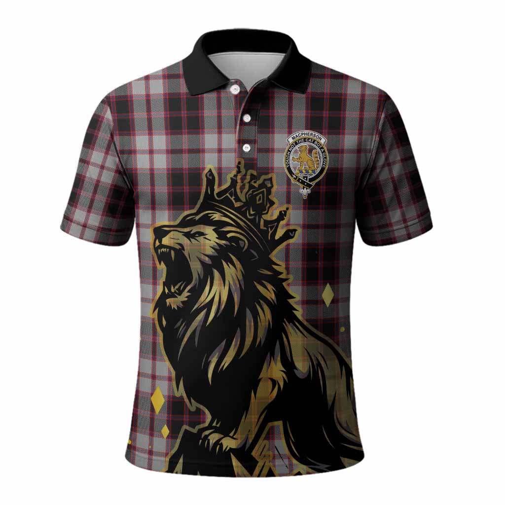 MacPherson (McPherson) Tartan Family Crest Polo Shirt Crowned Lion Roaring