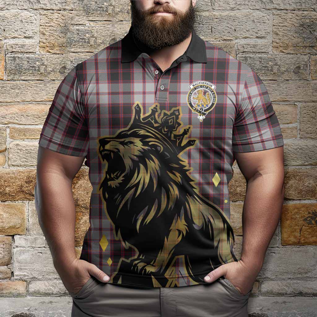 MacPherson (McPherson) Tartan Family Crest Polo Shirt Crowned Lion Roaring