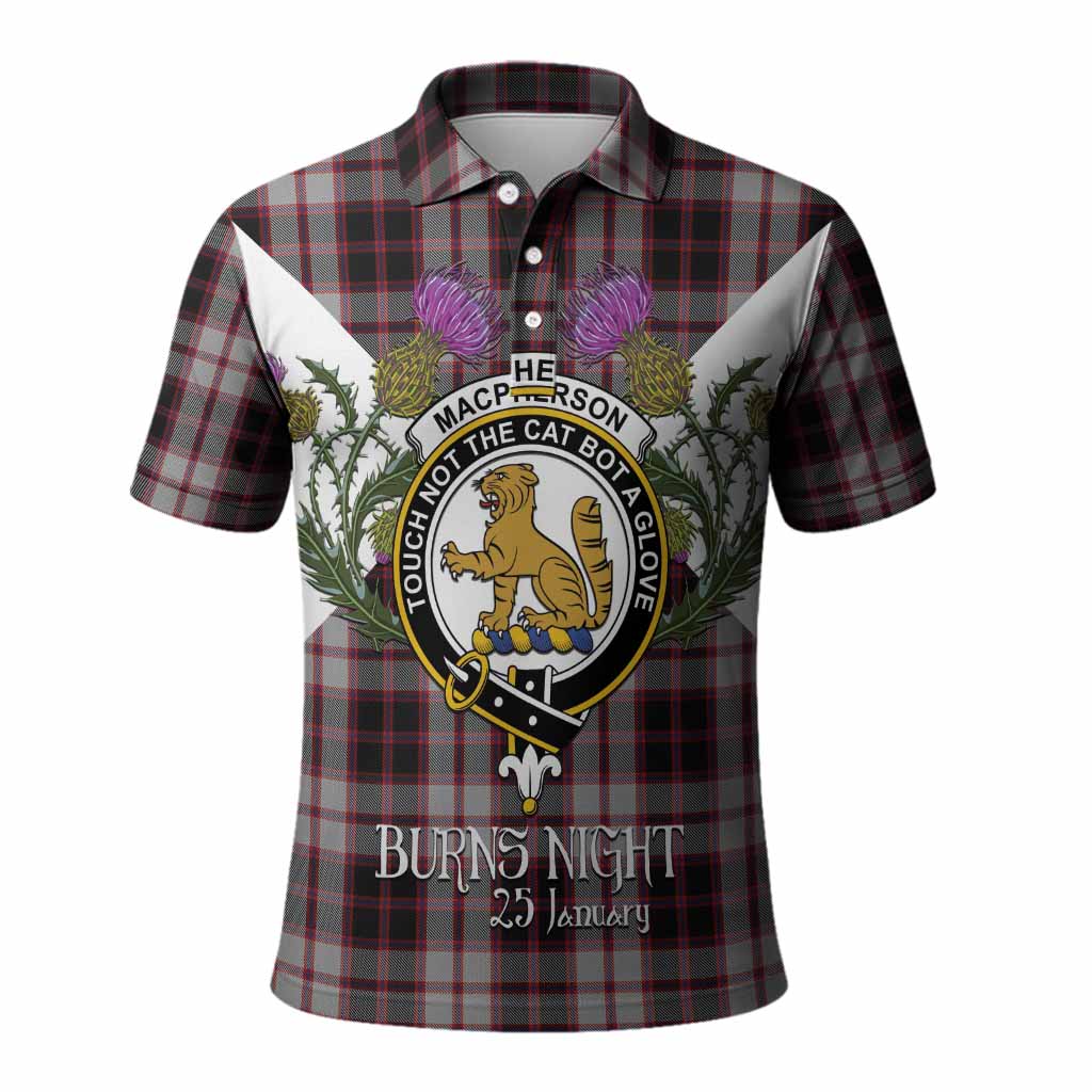 MacPherson (McPherson) Tartan Family Crest Polo Shirt Scottish Burns Night Thistle Floral