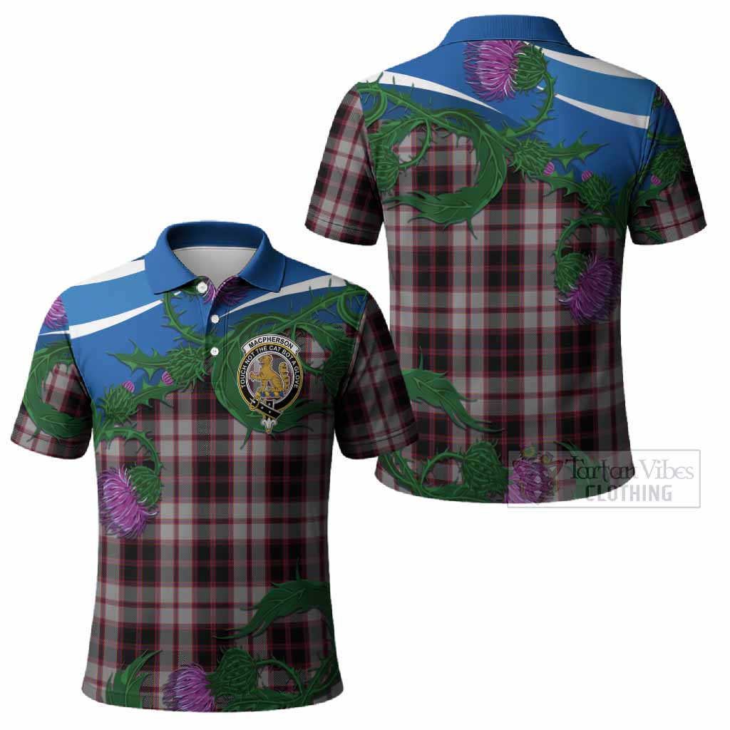 MacPherson (McPherson) Tartan Family Crest Polo Shirt Thistle in Minimalism