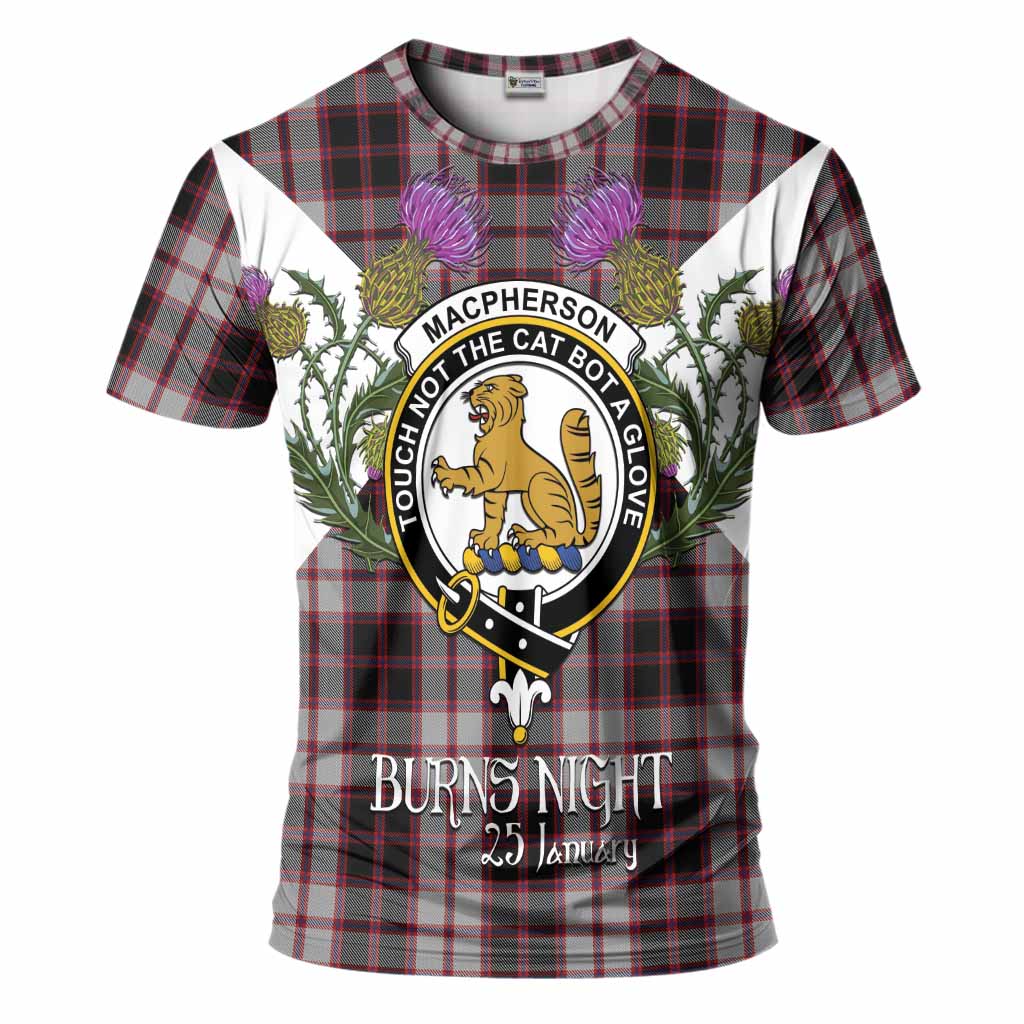 MacPherson (McPherson) Tartan Family Crest T-Shirt Scottish Burns Night Thistle Floral