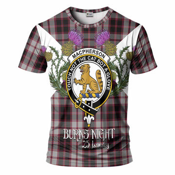 MacPherson (McPherson) Tartan Family Crest T-Shirt Scottish Burns Night Thistle Floral