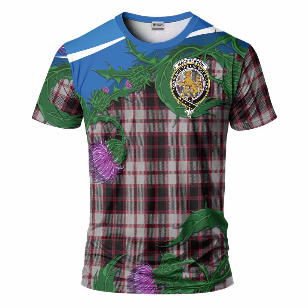 MacPherson (McPherson) Tartan Family Crest T-Shirt Thistle in Minimalism