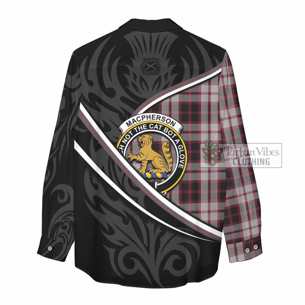 MacPherson (McPherson) Tartan Family Crest Women Casual Shirt Celtic Scottish Thistle Floral - Tartan Vibes Clothing