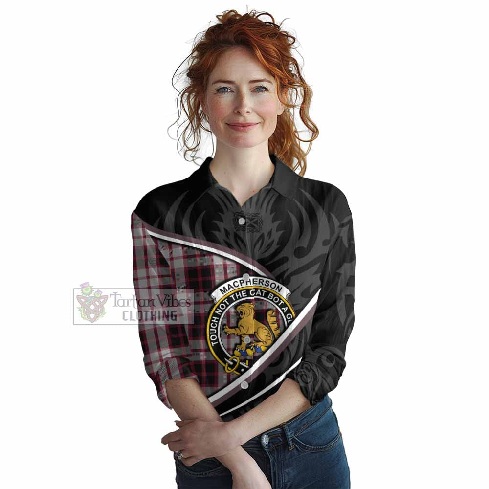 MacPherson (McPherson) Tartan Family Crest Women Casual Shirt Celtic Scottish Thistle Floral - Tartan Vibes Clothing