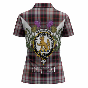 MacPherson (McPherson) Tartan Family Crest Women Polo Shirt Scottish Burns Night Thistle Floral