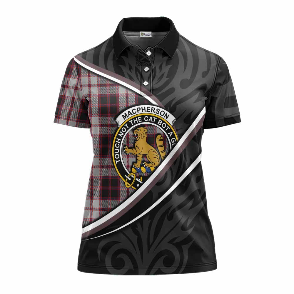 MacPherson (McPherson) Tartan Family Crest Women's Polo Shirt Celtic Scottish Thistle Floral - Tartan Vibes Clothing