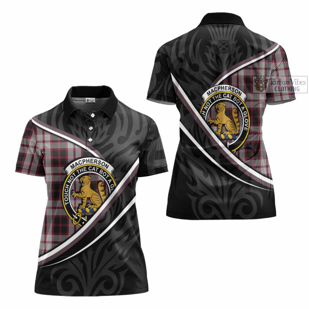 MacPherson (McPherson) Tartan Family Crest Women's Polo Shirt Celtic Scottish Thistle Floral - Tartan Vibes Clothing