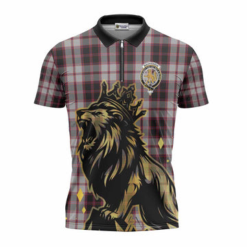 MacPherson (McPherson) Tartan Family Crest Zipper Polo Shirt Crowned Lion Roaring