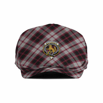 MacPherson (McPherson) Tartan Flat Cap, Jeff Cap Cross Style with Family Crest