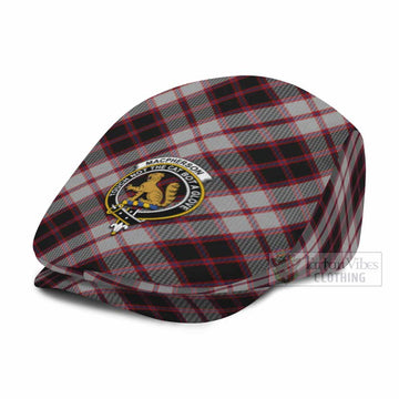 MacPherson (McPherson) Tartan Flat Cap, Jeff Cap Cross Style with Family Crest