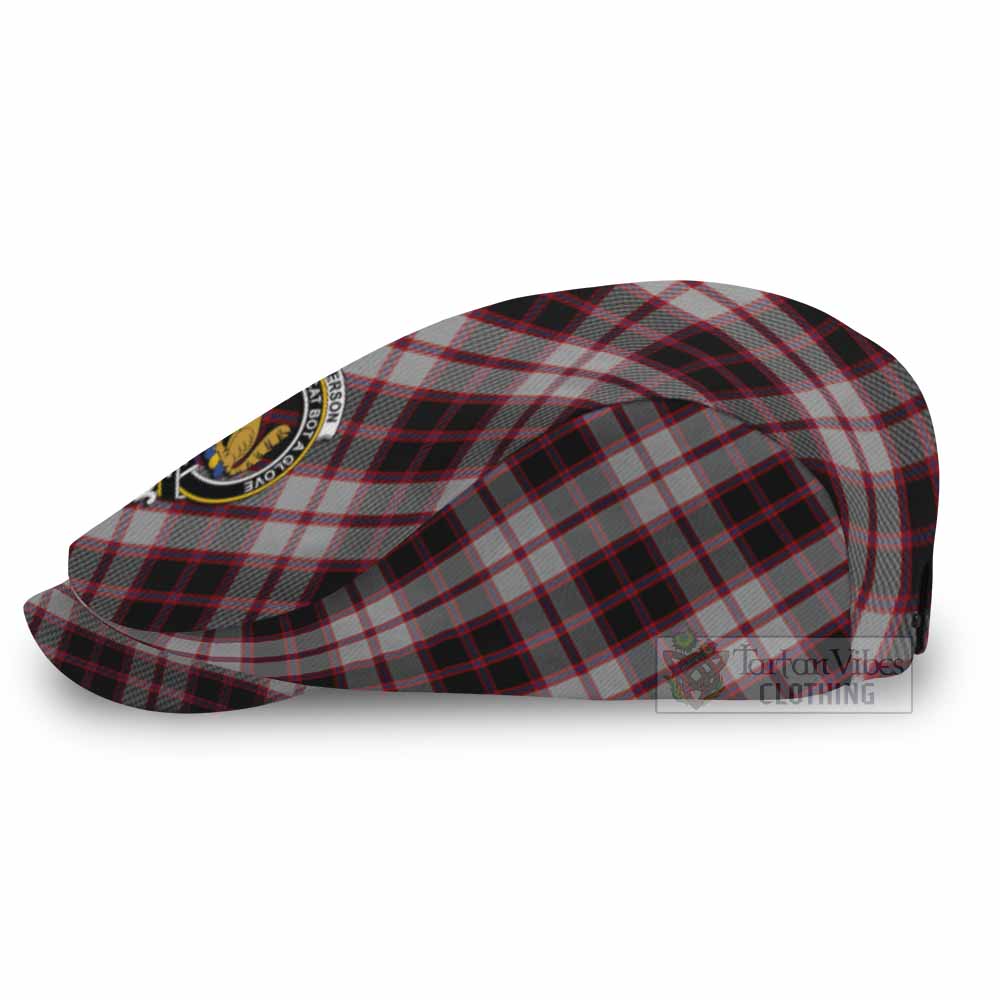 MacPherson (McPherson) Tartan Flat Cap, Jeff Cap Cross Style with Family Crest - Tartan Vibes Clothing