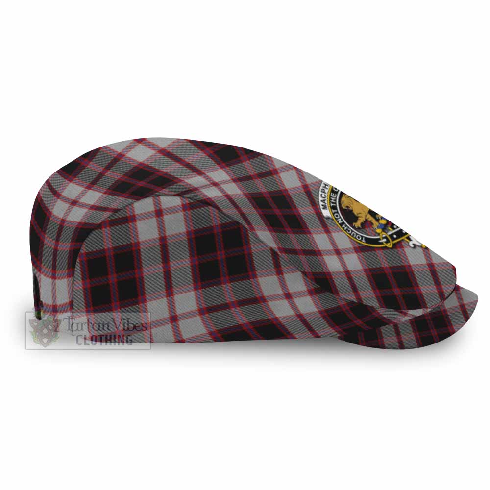 MacPherson (McPherson) Tartan Flat Cap, Jeff Cap Cross Style with Family Crest - Tartan Vibes Clothing