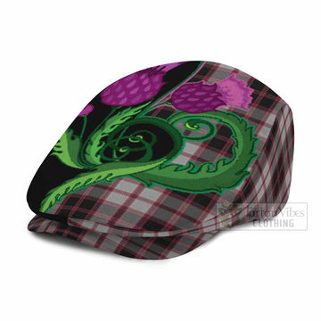 MacPherson (McPherson) Tartan Flat Cap, Jeff Cap Traditional Scottish Thistle
