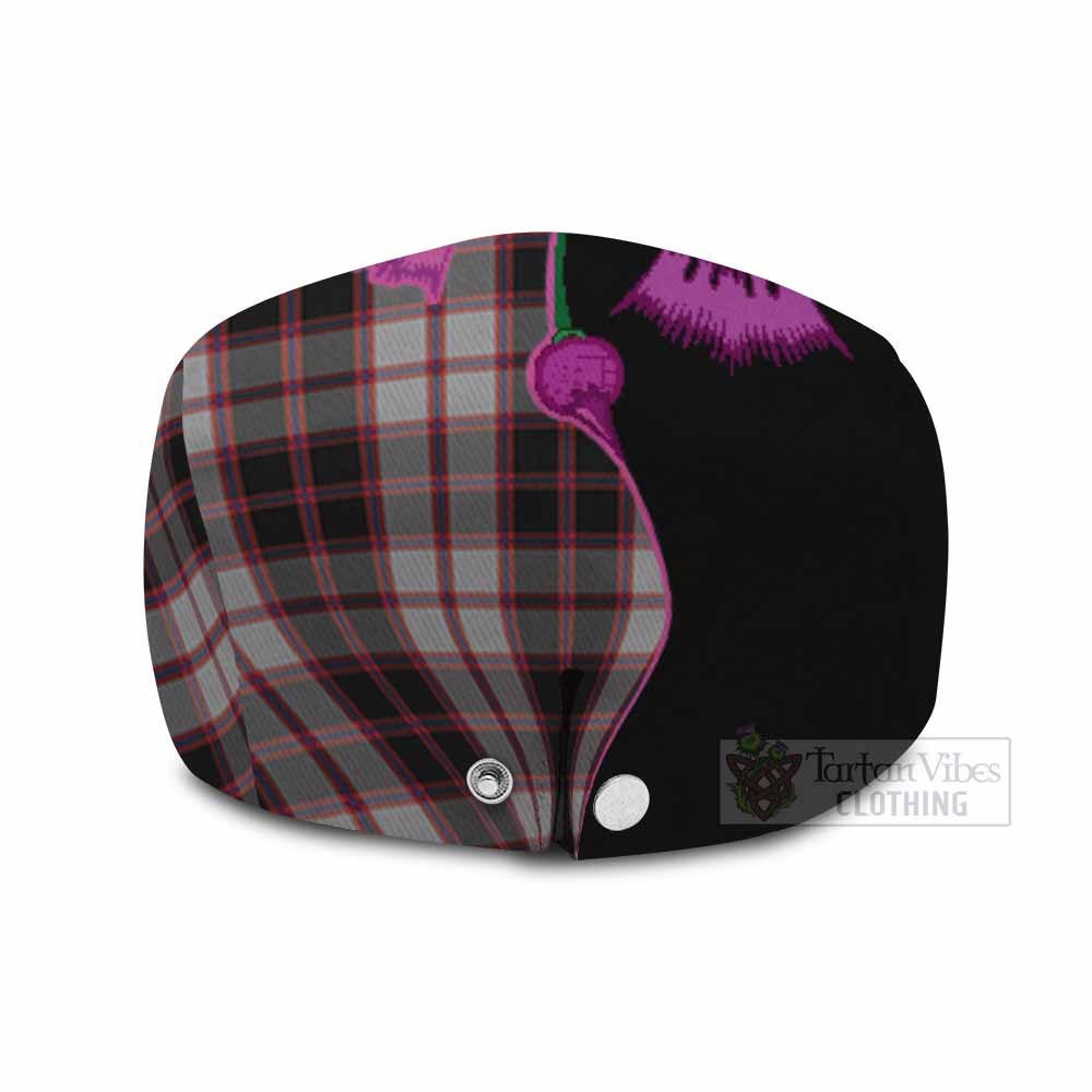 MacPherson (McPherson) Tartan Flat Cap, Jeff Cap Traditional Scottish Thistle