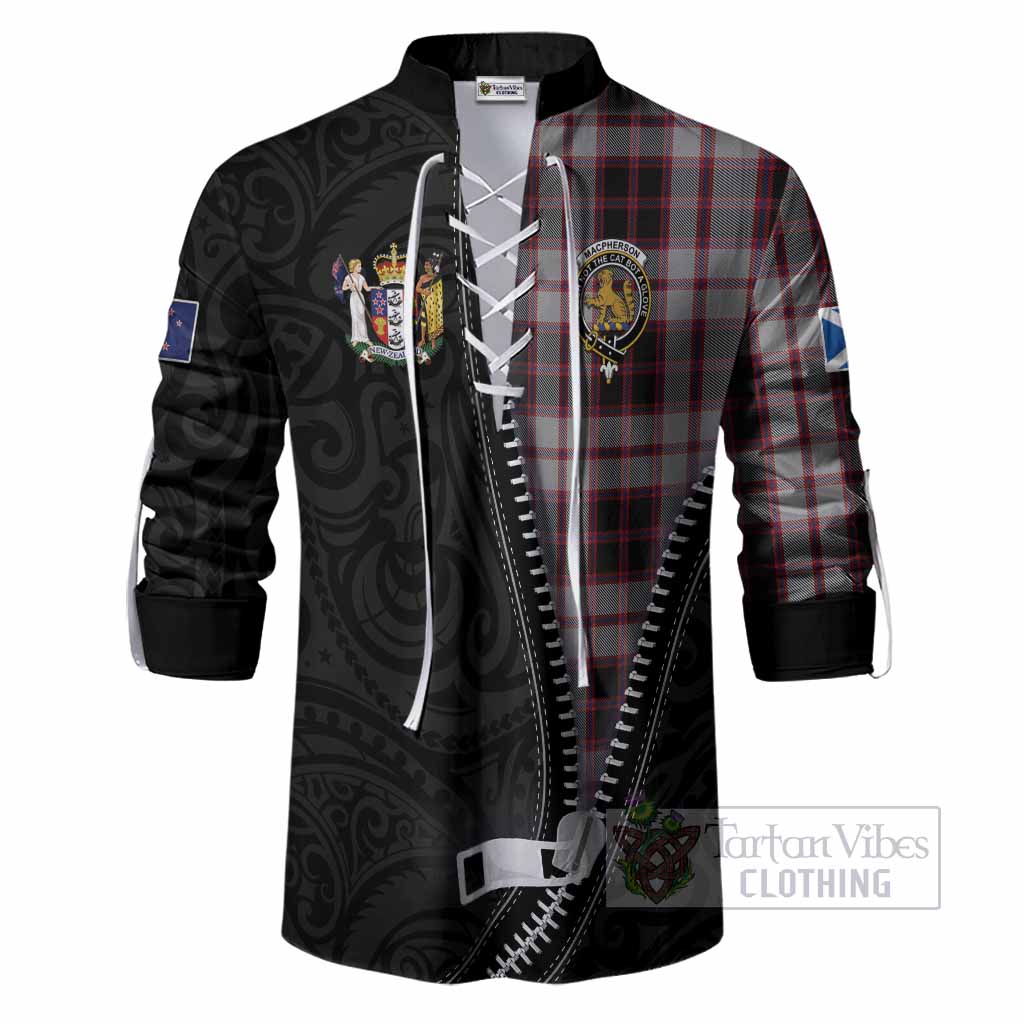 MacPherson (McPherson) Tartan Ghillie Shirt New Zealand Pattern Unique Zipper Stylized