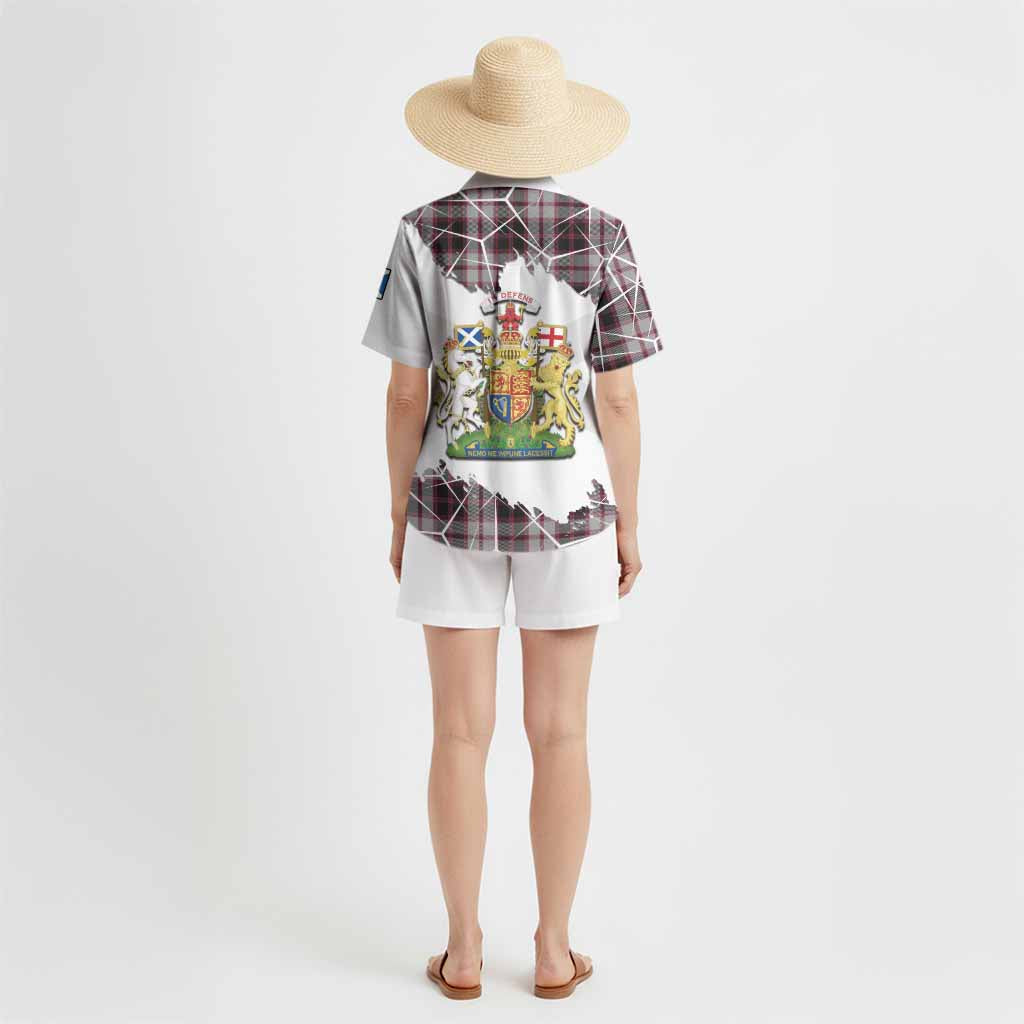 MacPherson (McPherson) Tartan Hawaiian Shirt with Family Crest and Lion Rampant Grunge Style