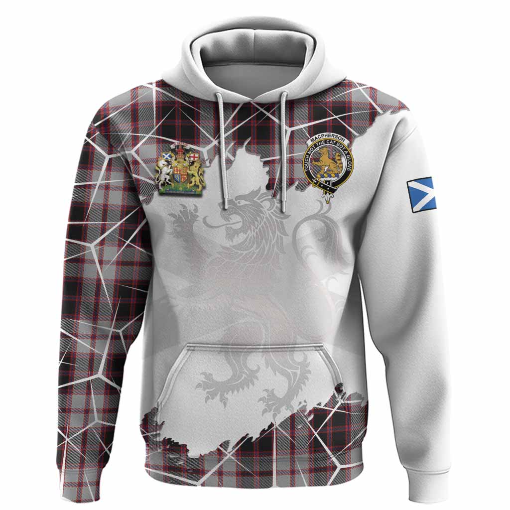 MacPherson (McPherson) Tartan Hoodie with Family Crest and Lion Rampant Grunge Style