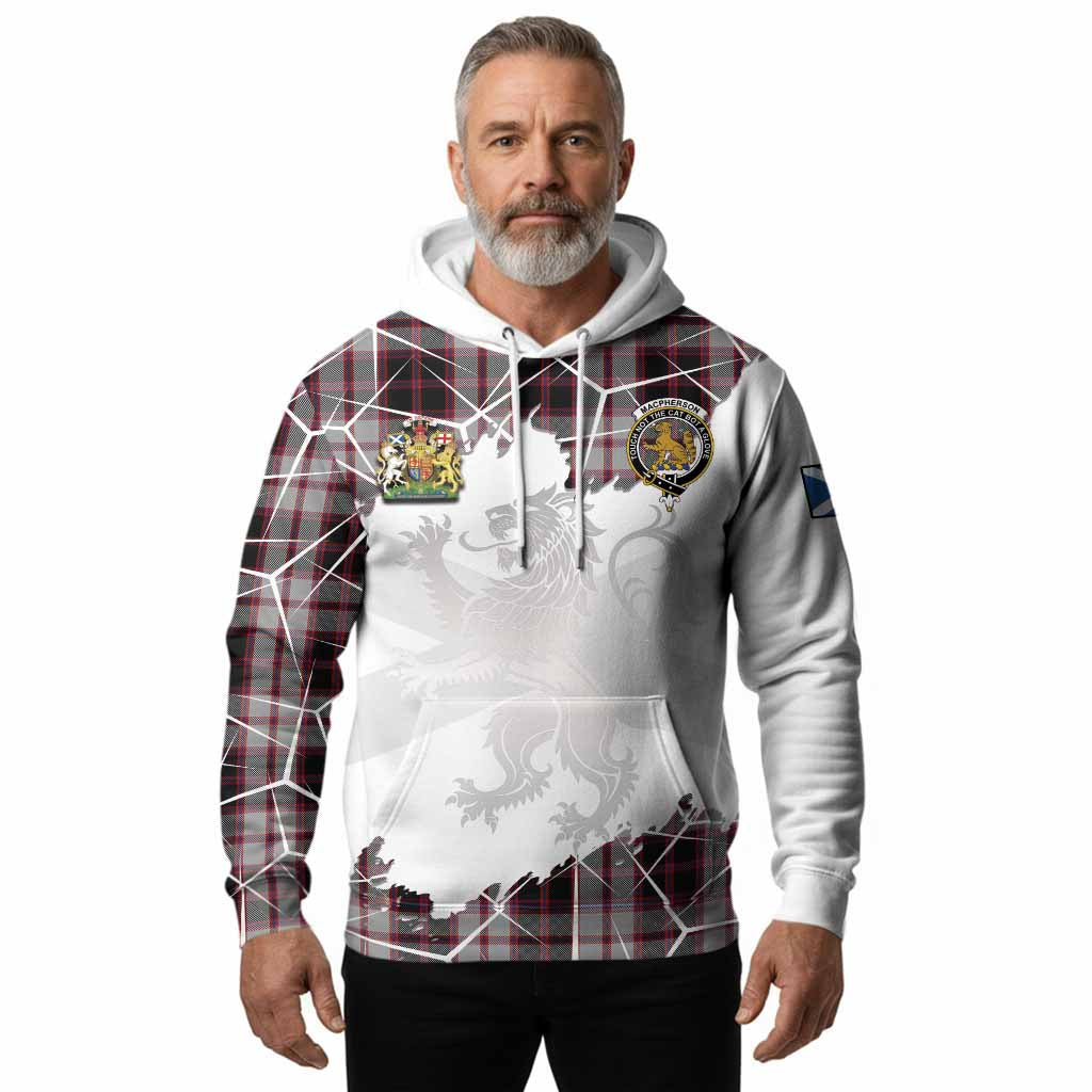 MacPherson (McPherson) Tartan Hoodie with Family Crest and Lion Rampant Grunge Style