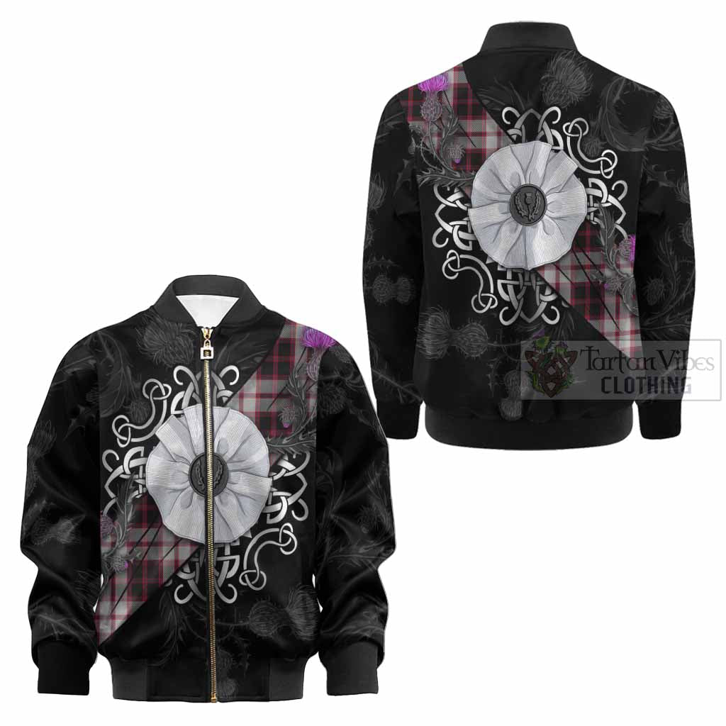 MacPherson (McPherson) Tartan Kid Bomber Jacket Jacobite White Rose - Tartan Vibes Clothing