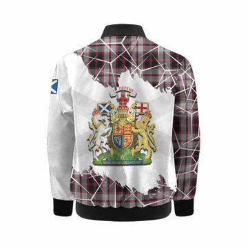 MacPherson (McPherson) Tartan Kid Bomber Jacket with Family Crest and Lion Rampant Grunge Style