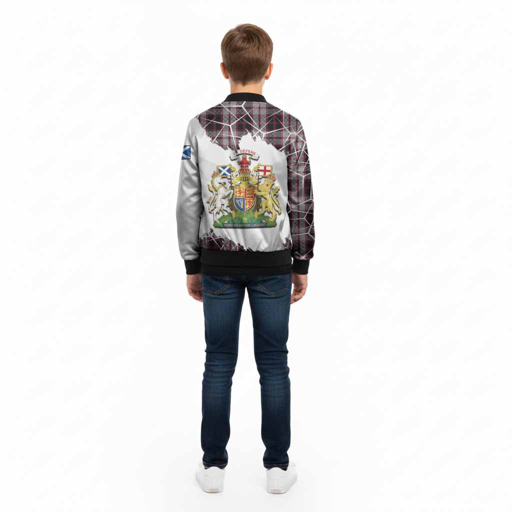 MacPherson (McPherson) Tartan Kid Bomber Jacket with Family Crest and Lion Rampant Grunge Style