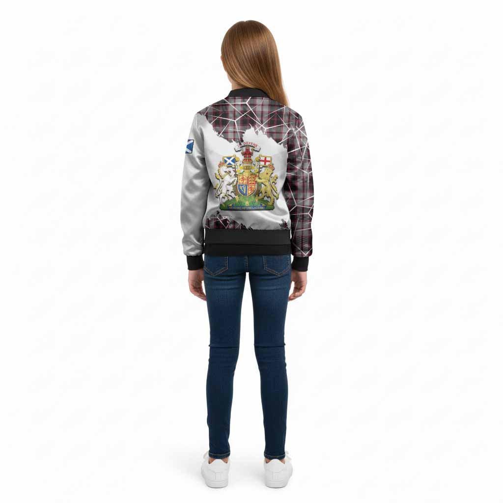 MacPherson (McPherson) Tartan Kid Bomber Jacket with Family Crest and Lion Rampant Grunge Style