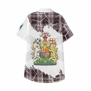MacPherson (McPherson) Tartan Kid Hawaiian Shirt with Family Crest and Lion Rampant Grunge Style
