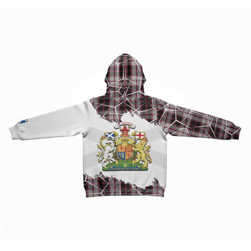 MacPherson (McPherson) Tartan Kid Hoodie with Family Crest and Lion Rampant Grunge Style