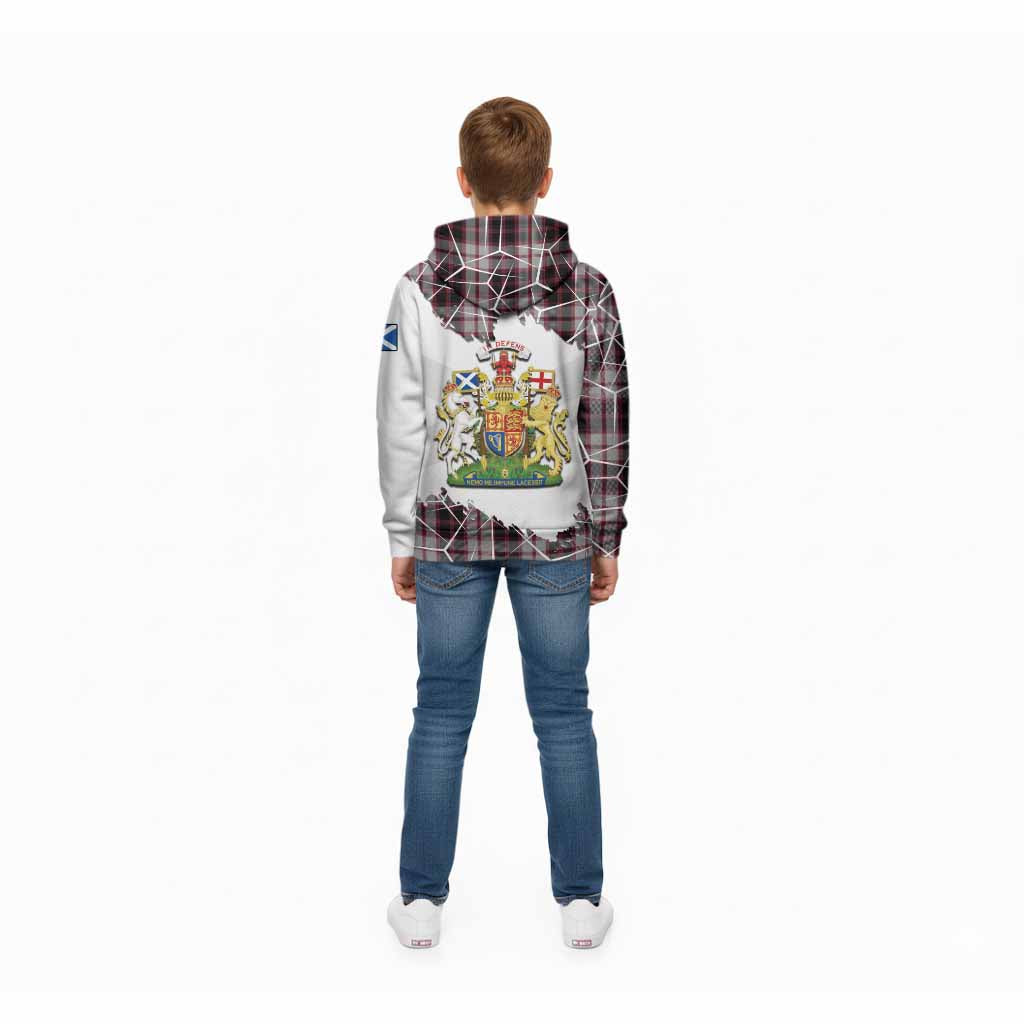 MacPherson (McPherson) Tartan Kid Hoodie with Family Crest and Lion Rampant Grunge Style