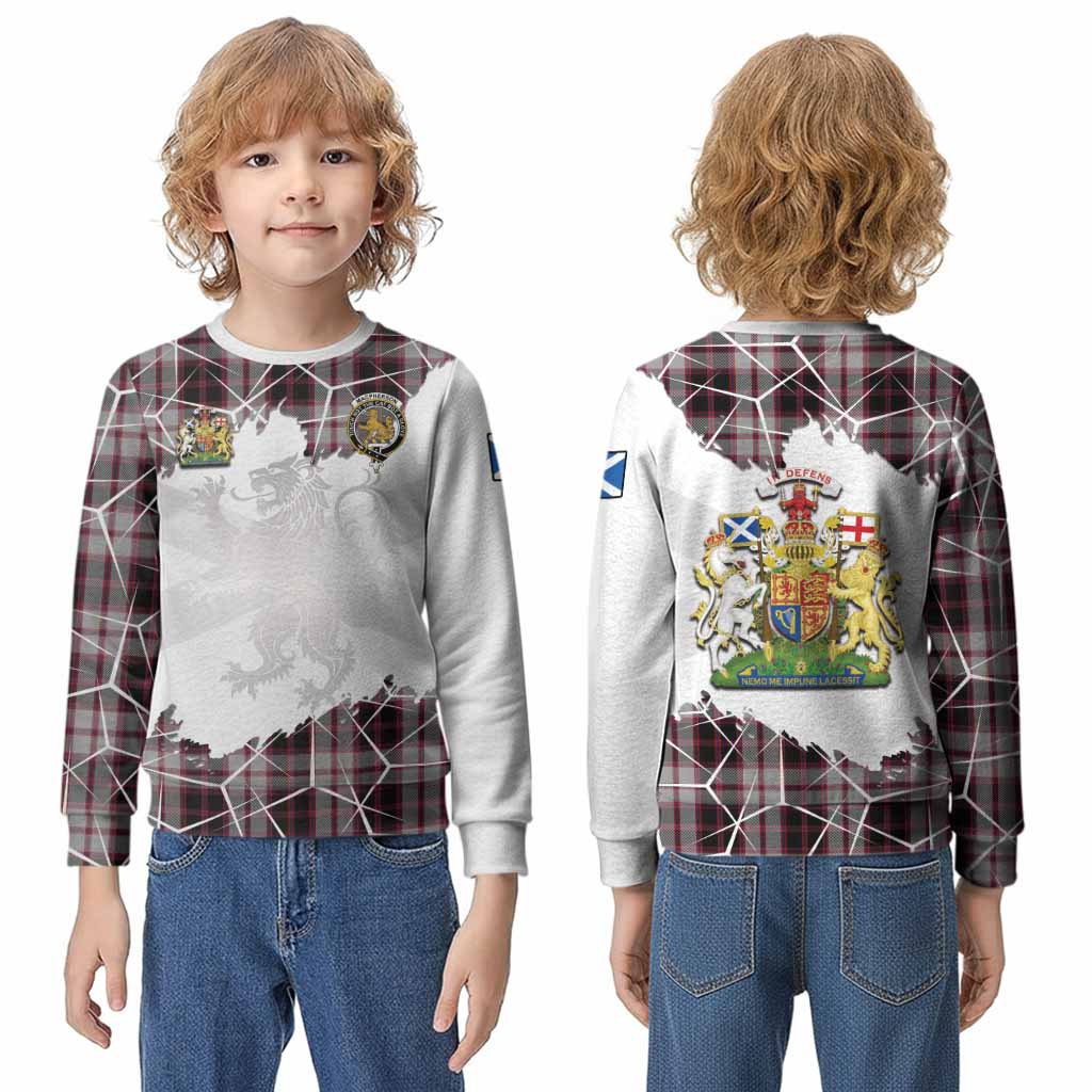 MacPherson (McPherson) Tartan Kid Knitted Sweatshirt with Family Crest and Lion Rampant Grunge Style