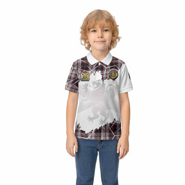 MacPherson (McPherson) Tartan Kid Polo Shirt with Family Crest and Lion Rampant Grunge Style