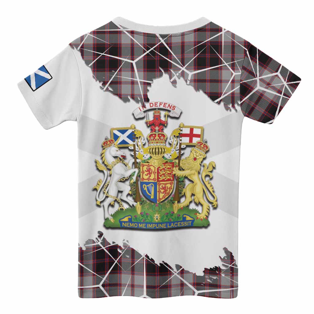 MacPherson (McPherson) Tartan Kid T-shirt with Family Crest and Lion Rampant Grunge Style