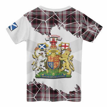 MacPherson (McPherson) Tartan Kid T-shirt with Family Crest and Lion Rampant Grunge Style
