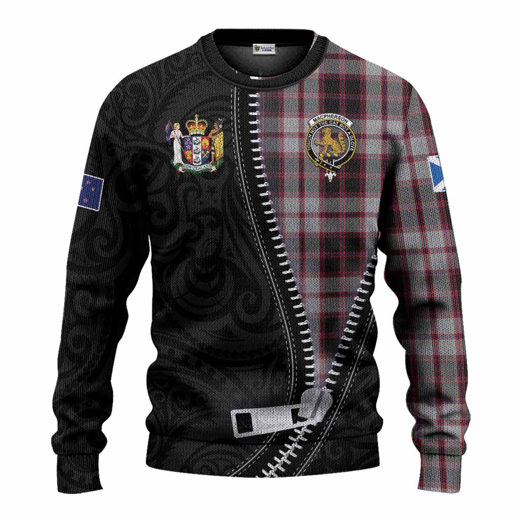 MacPherson (McPherson) Tartan Knitted Sweater New Zealand Pattern Unique Zipper Stylized