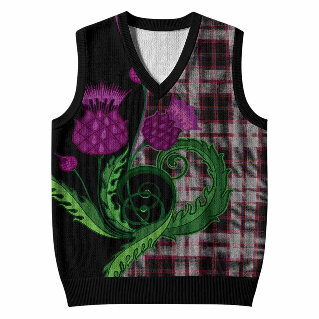 MacPherson (McPherson) Tartan Knitted V-Neck Vest Traditional Scottish Thistle