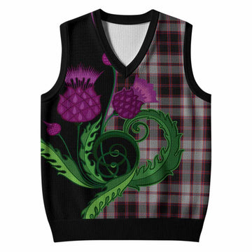 MacPherson (McPherson) Tartan Knitted V-Neck Vest Traditional Scottish Thistle
