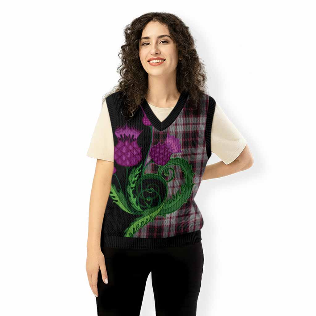 MacPherson (McPherson) Tartan Knitted V-Neck Vest Traditional Scottish Thistle
