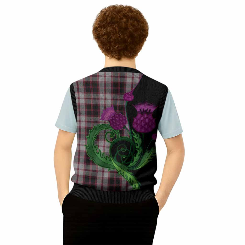MacPherson (McPherson) Tartan Knitted V-Neck Vest Traditional Scottish Thistle